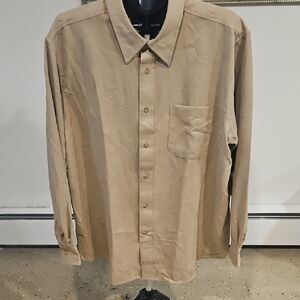 Covington Tan Casual Button Down Shirt Relaxed Fit